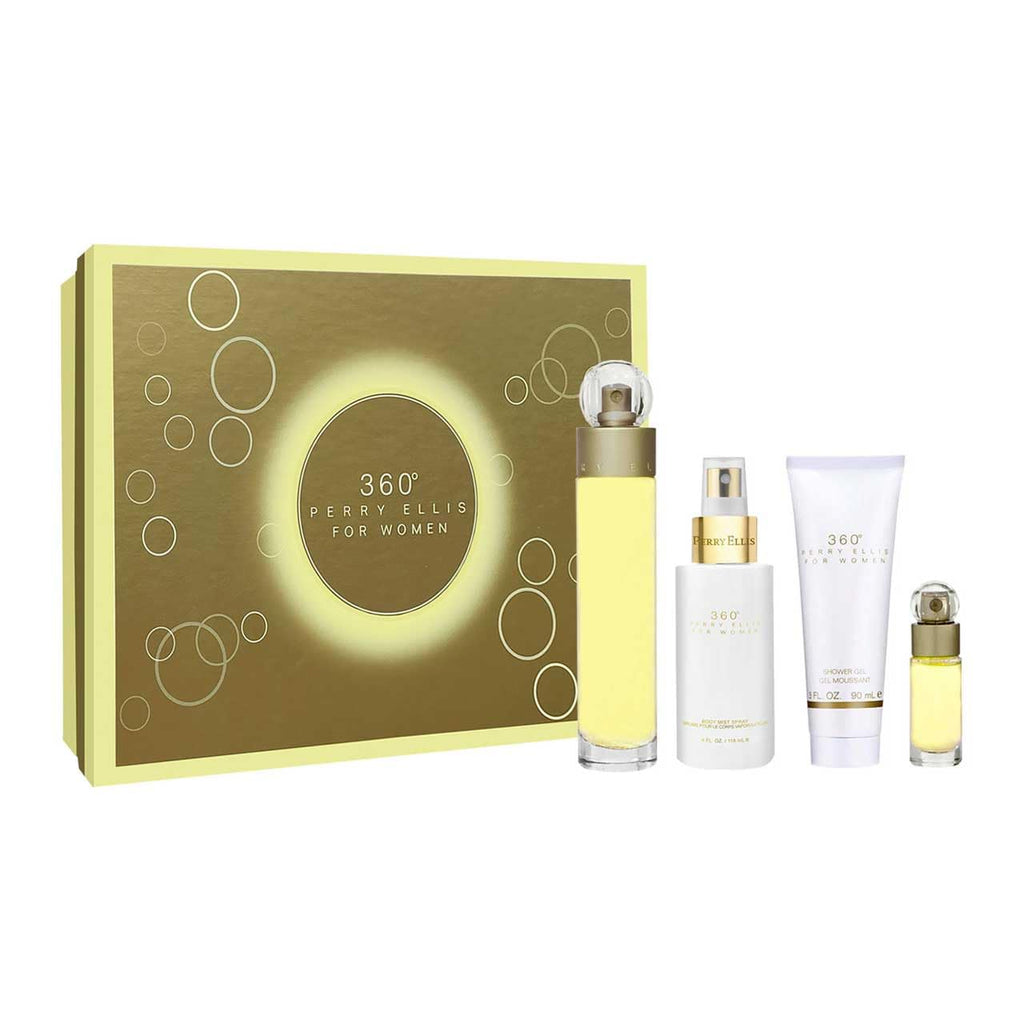 3.4oz EDT Spray 4oz Body Mist Spray 3oz Shower Gel 0.25oz EDT Spray 4 Pc Gift Set E571