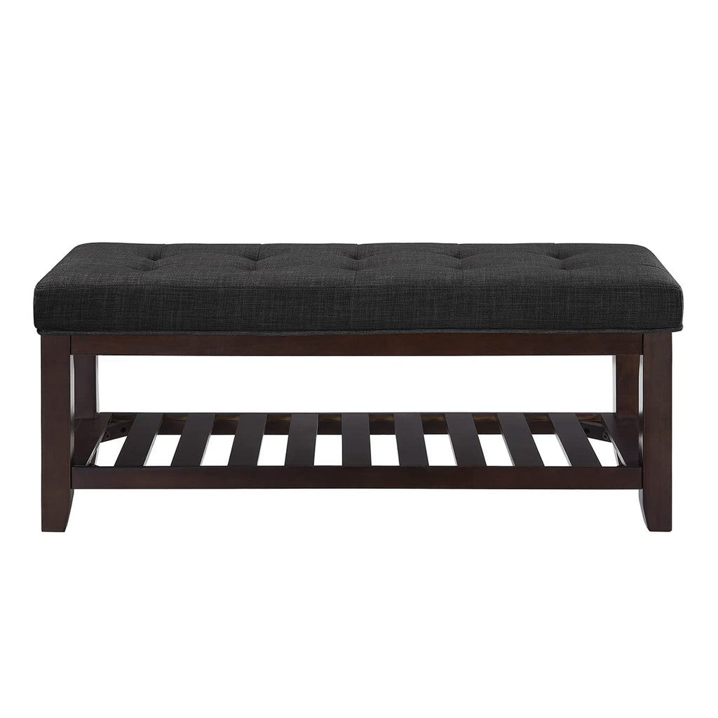 Large Rectangular Upholstered Tufted Linen Ottoman Bench O935