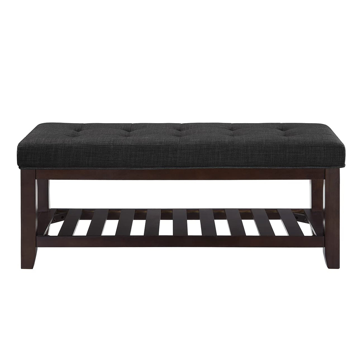 Large Rectangular Upholstered Tufted Linen Ottoman Bench O935
