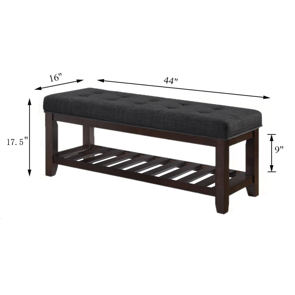 Large Rectangular Upholstered Tufted Linen Ottoman Bench O935