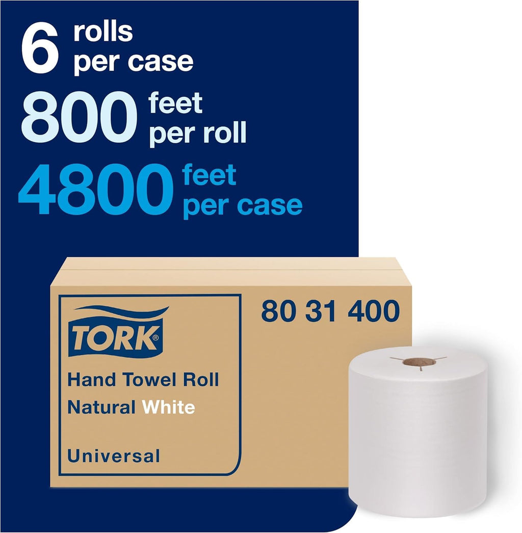 Natural White Recycled Fiber Hand Towel Roll 6 Rolls K107