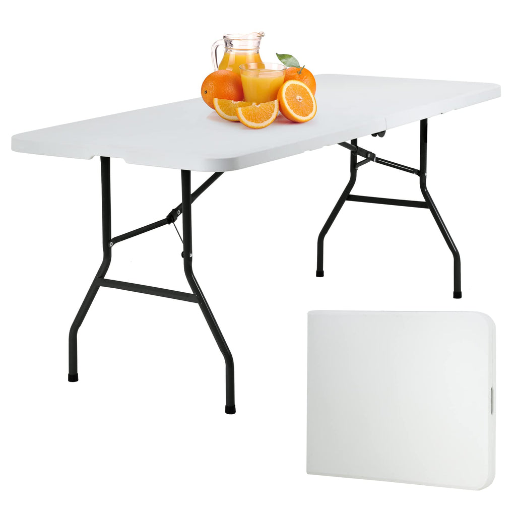 6FT White Portable Plastic Folding Table D253