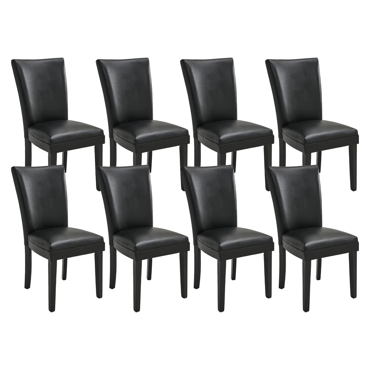 Set of 8 Black Faux Leather Upholstered Dining Chairs I680345