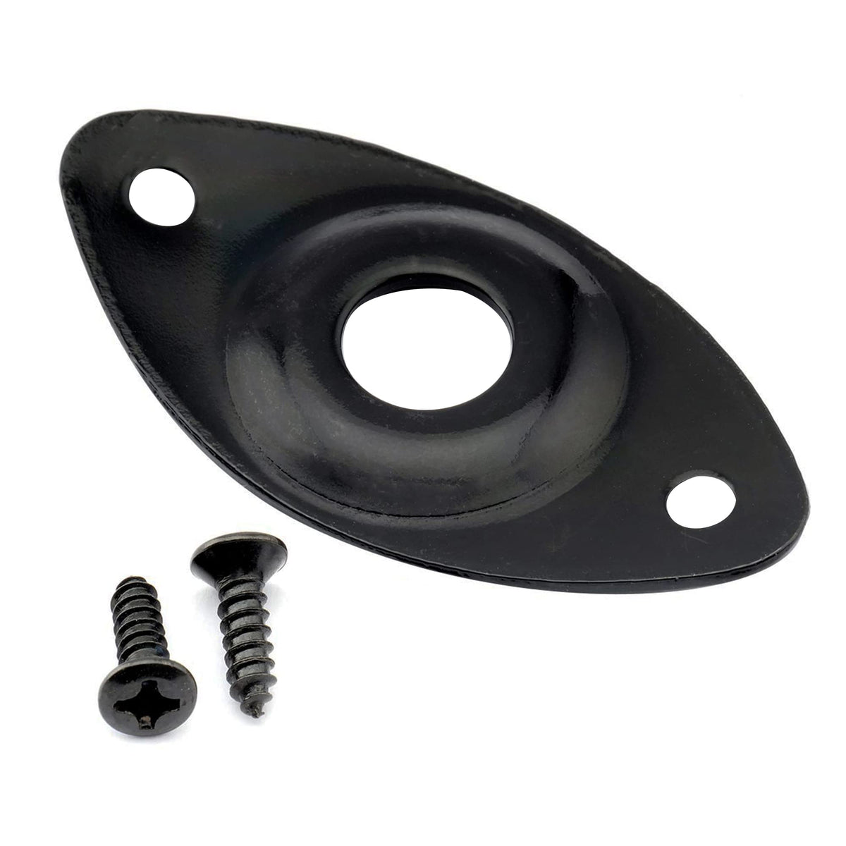 Black Curved Recessed Oval Guitar Jack Plate O683375