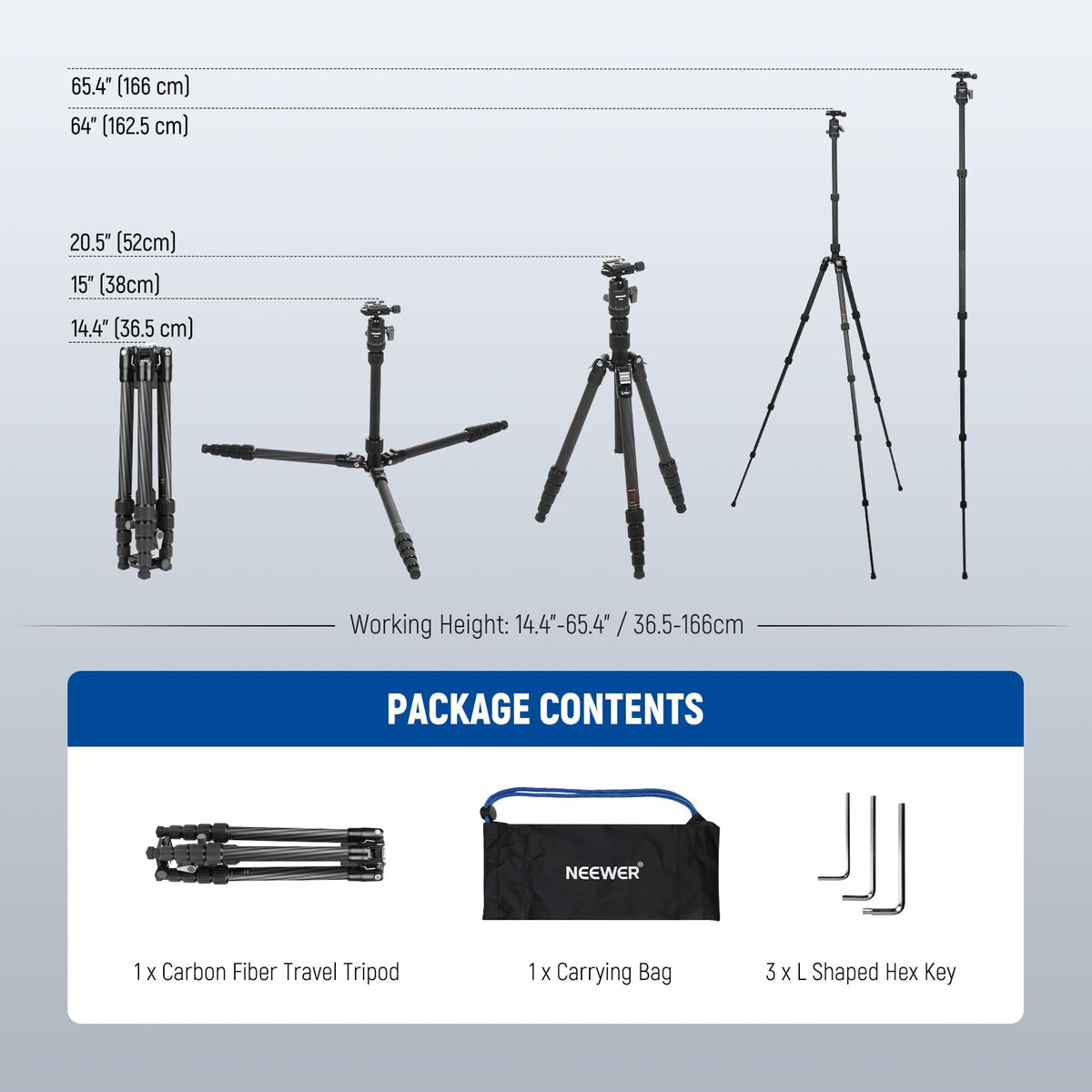 Carbon Fiber Camera Tripod Monopod 65" Lightweight Compact Travel DSLR Video Stand 360° Ball Head 13.2 lbs B255562