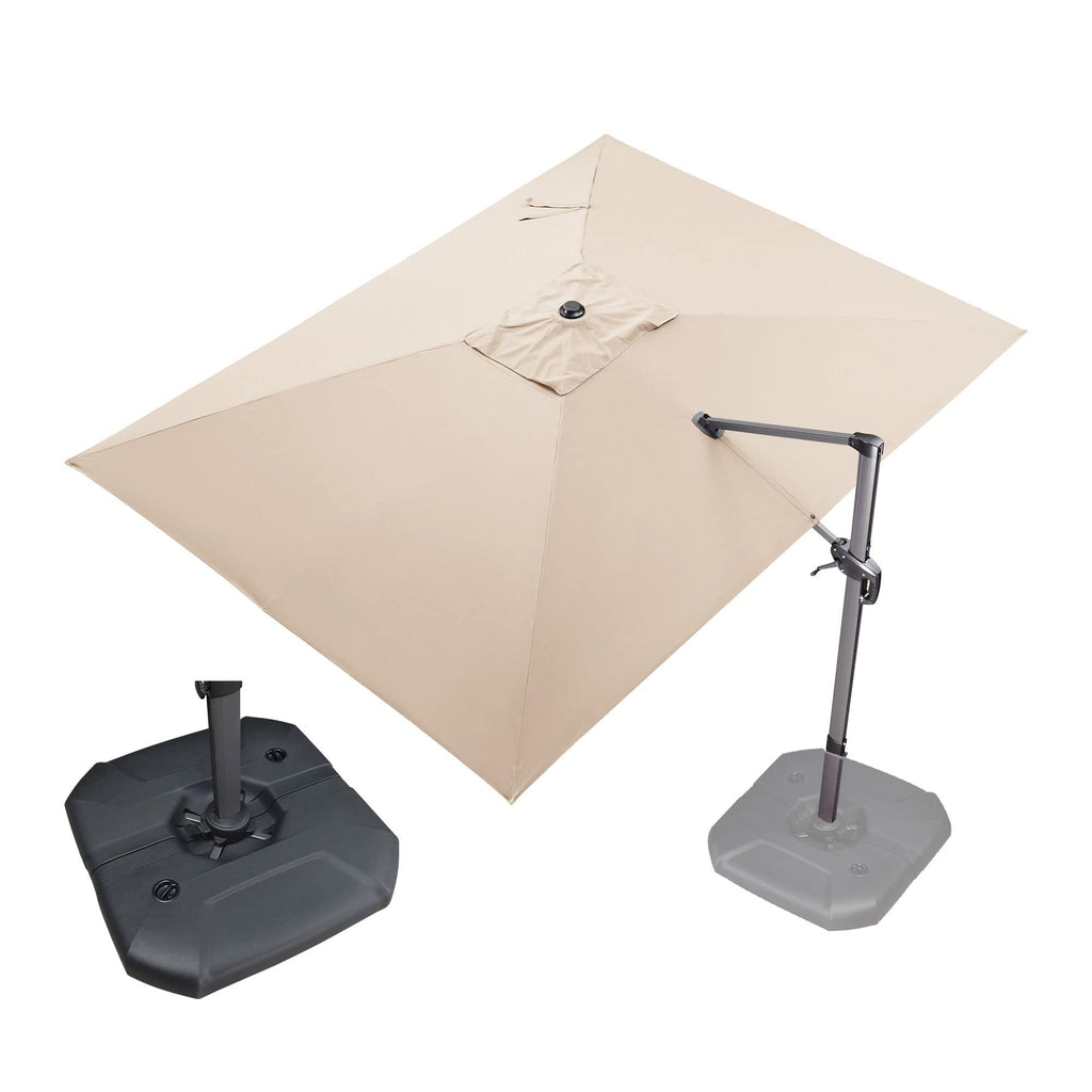 Beige 360° Rotation Patio Umbrella with Base W461195