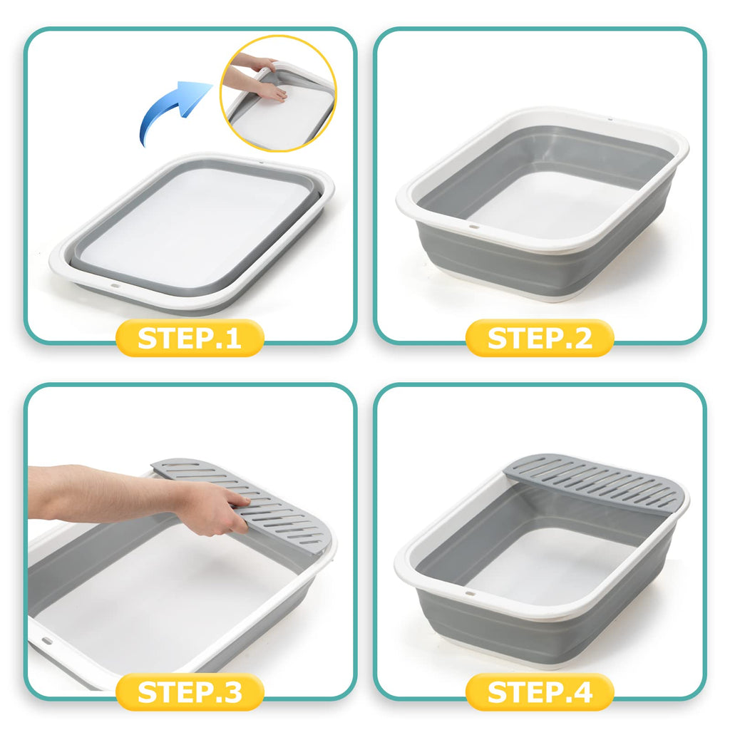 Foldable Height-Adjustable Cat Litter Box with Scoop T994