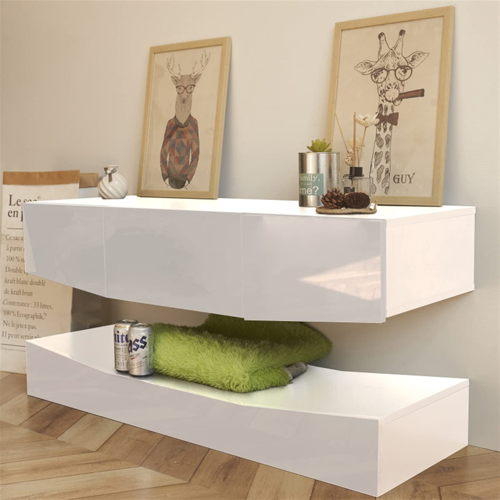 Black Floating TV Stand with 3 Drawers M49333