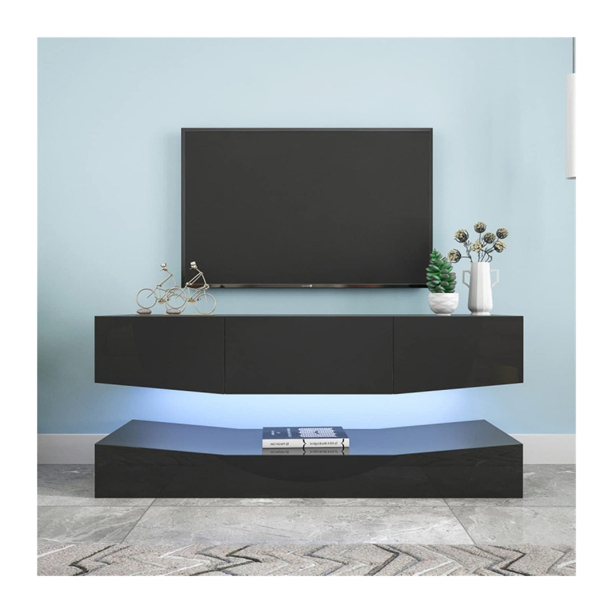 Black Floating TV Stand with 3 Drawers M49333