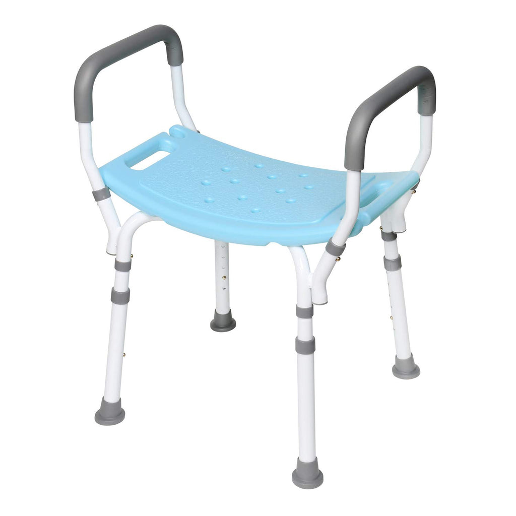Blue Shower Chair with Back and Padded Arms M1125