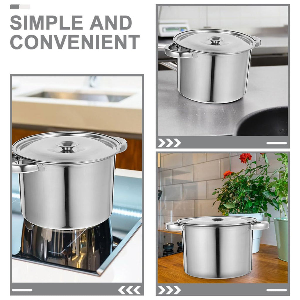 Stainless Steel Double Handle Soup Pot with Lid A375727