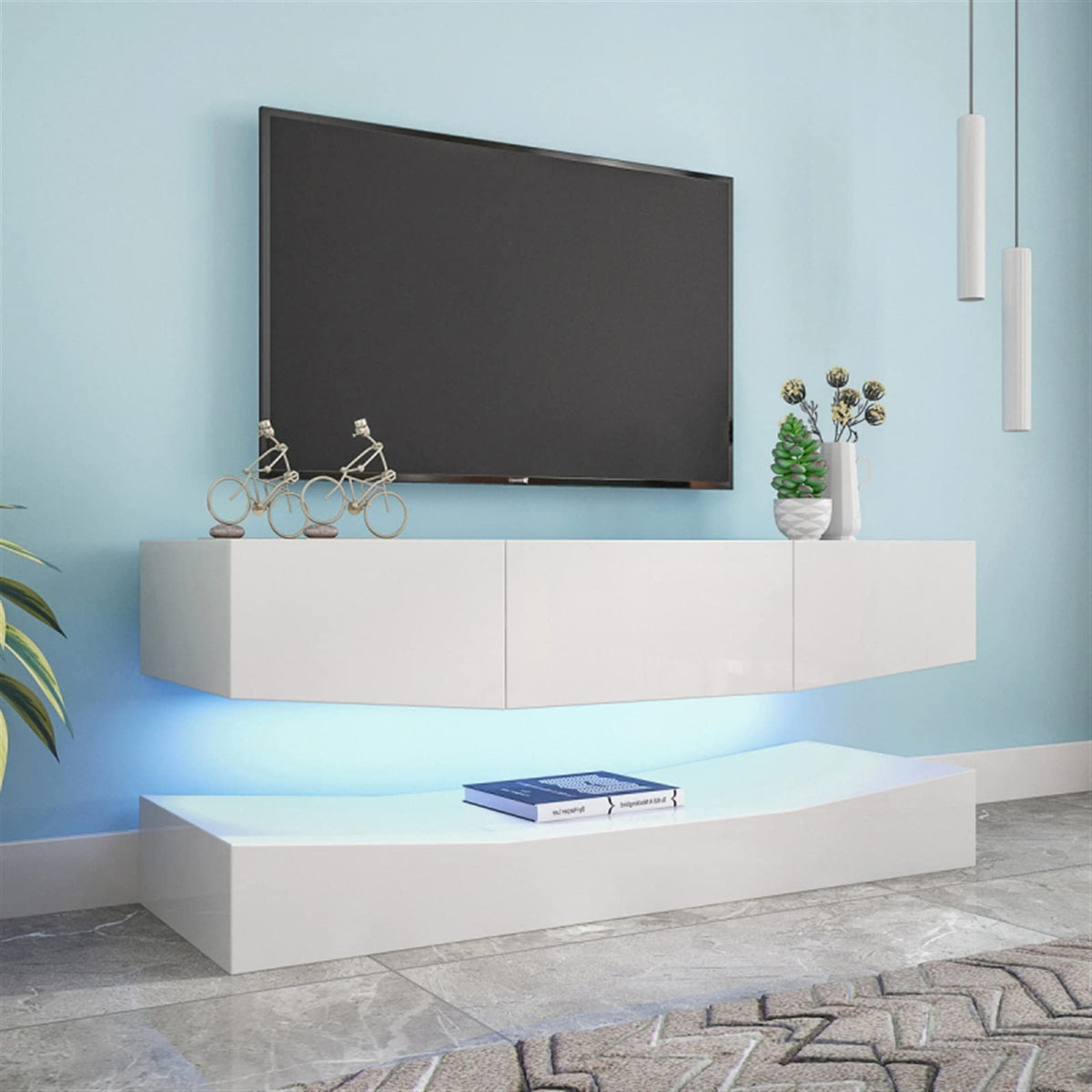 Black Floating TV Stand with 3 Drawers M49333