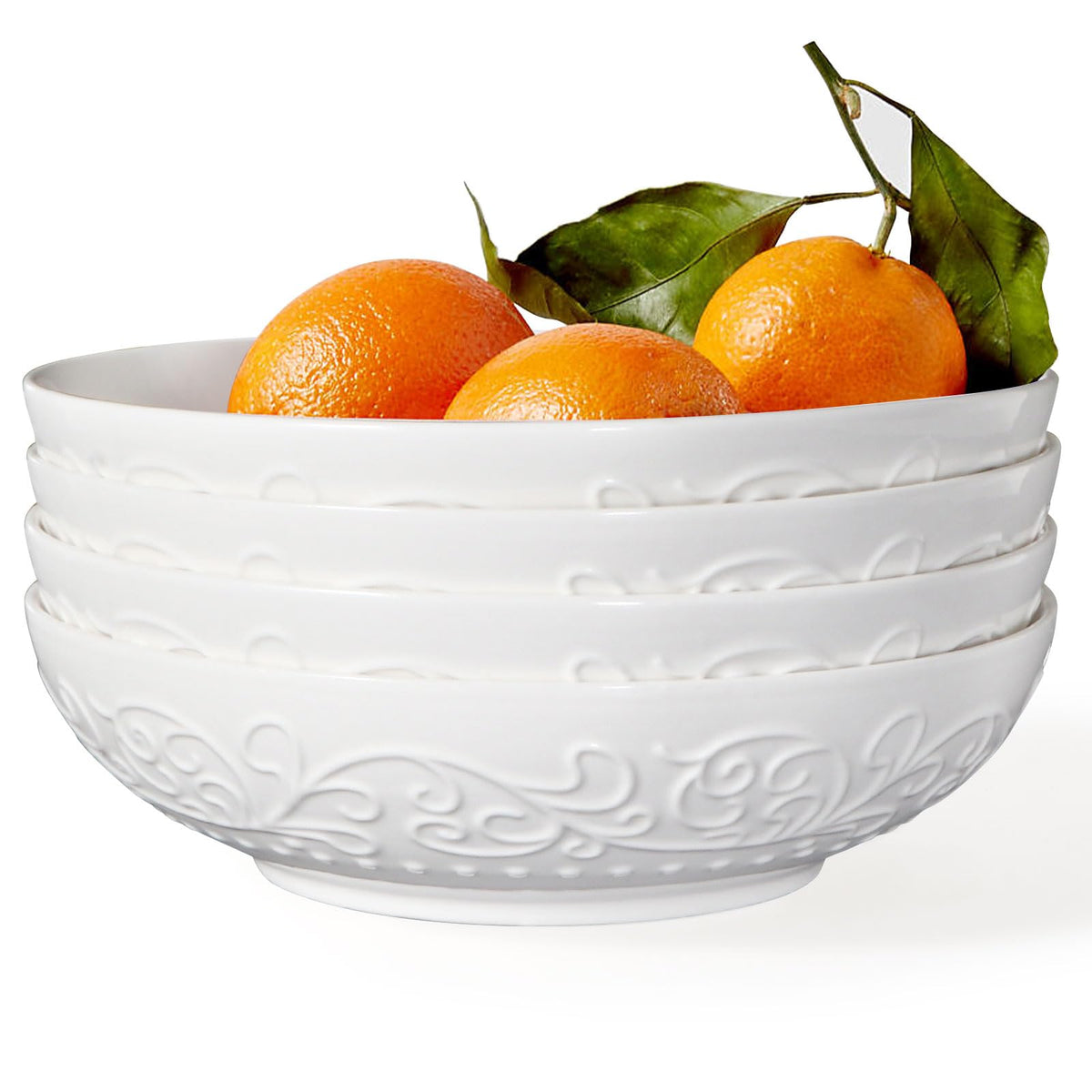 White Ceramic 32oz Pasta Bowls Set of 4 V2214