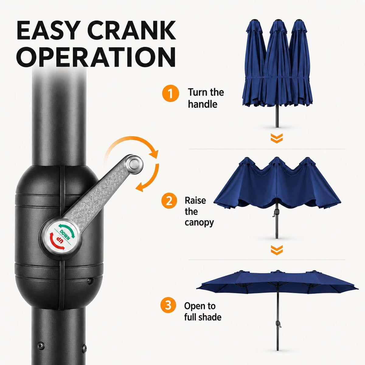 13FT Double-Sided Patio Umbrella with Base Navy Blue P515992