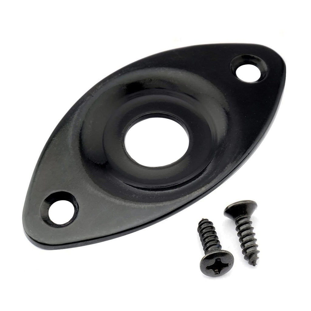 Black Curved Recessed Oval Guitar Jack Plate O683375