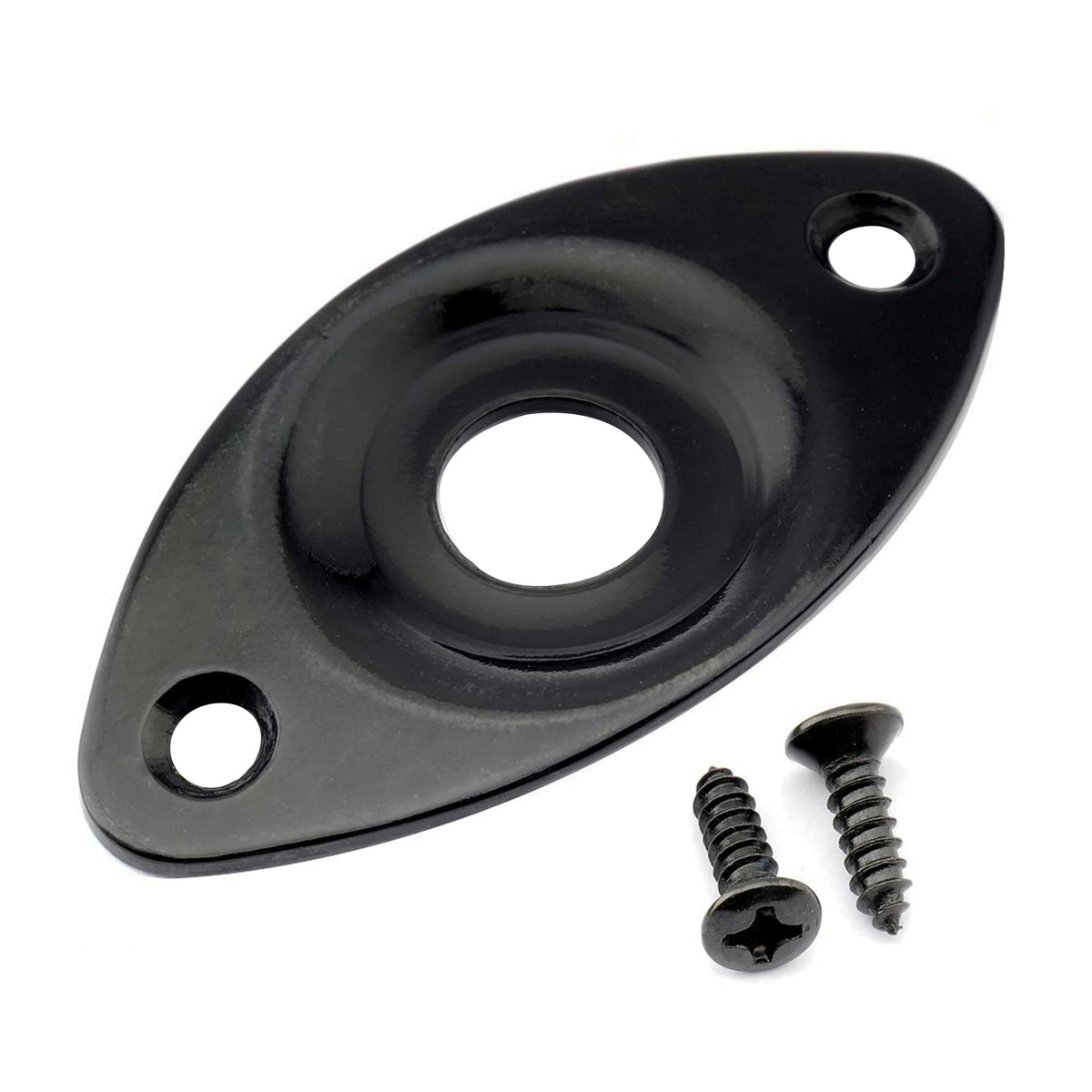 Black Curved Recessed Oval Guitar Jack Plate O683375