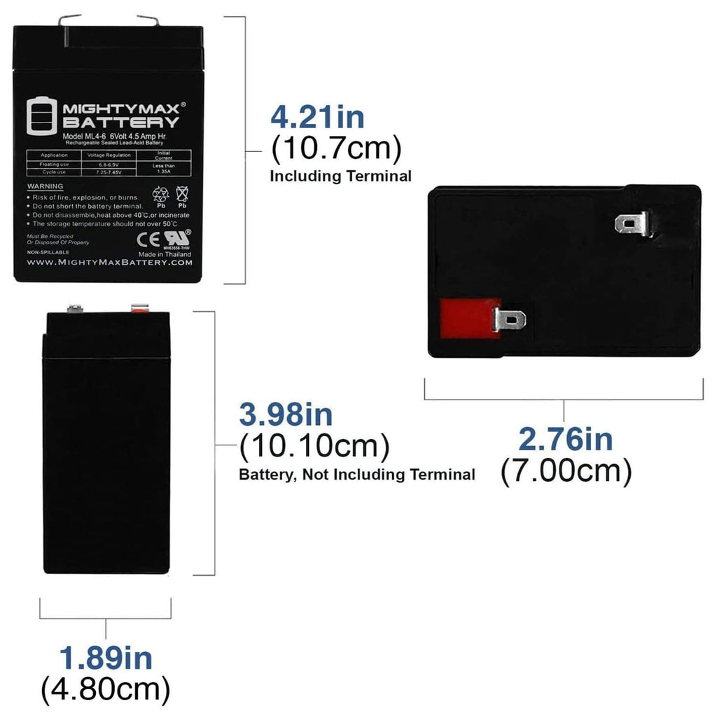 6V 4.5AH SLA Replacement Battery K926