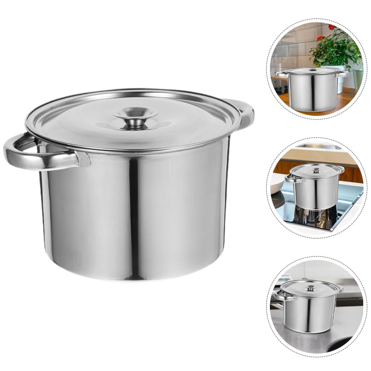 Stainless Steel Double Handle Soup Pot with Lid A375727