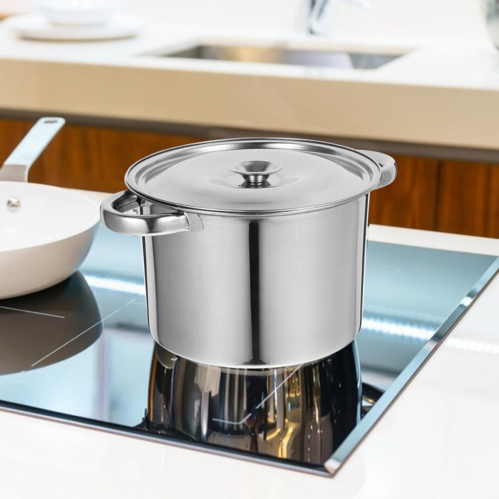 Stainless Steel Double Handle Soup Pot with Lid A375727