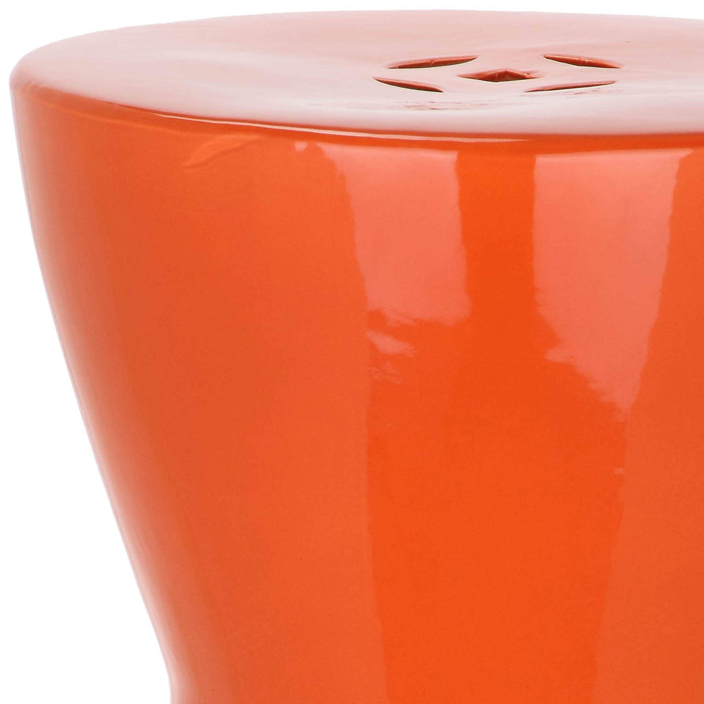 Orange Ceramic Garden Stool I8142