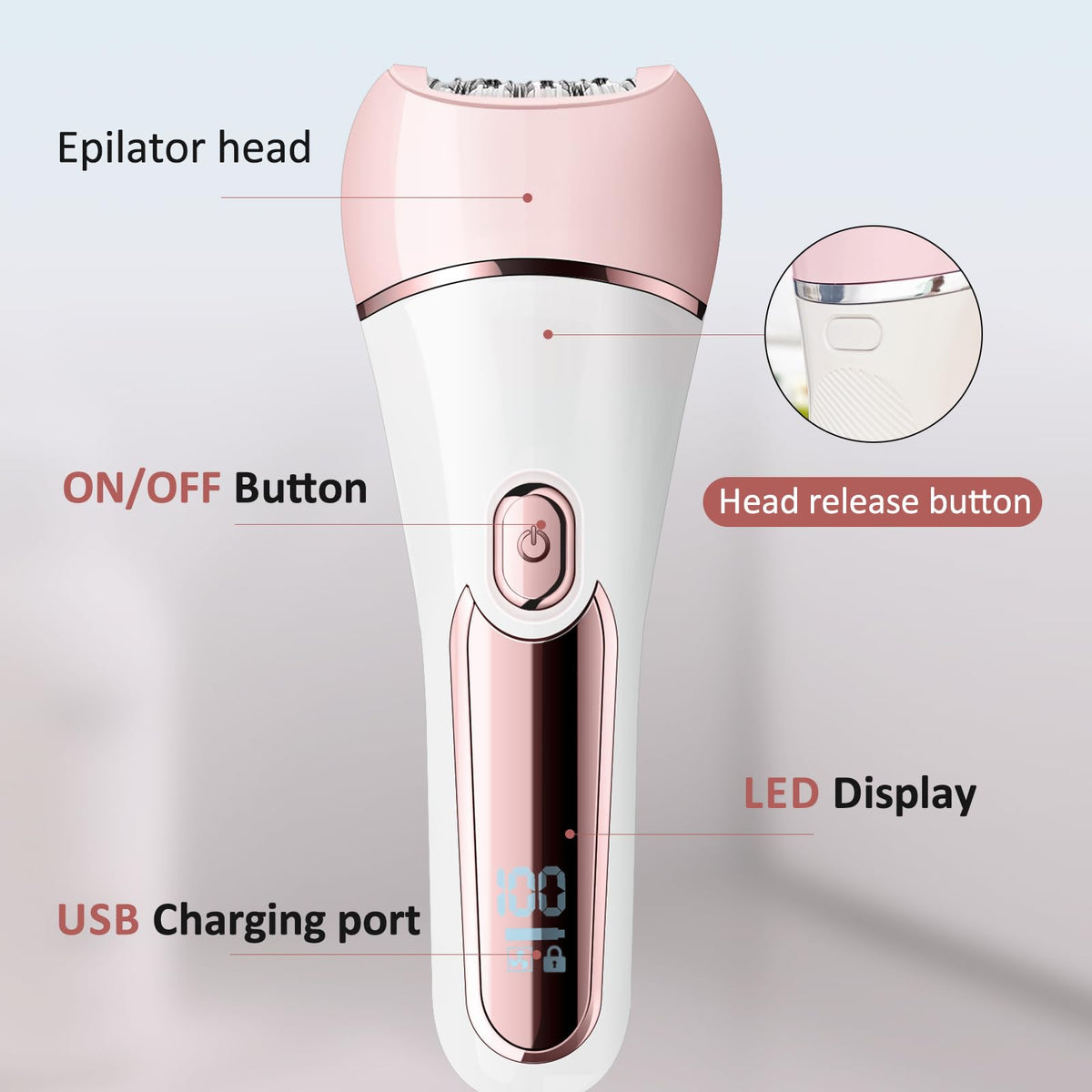 6 in 1 IPX7 Waterproof Rechargeable Epilator J747412