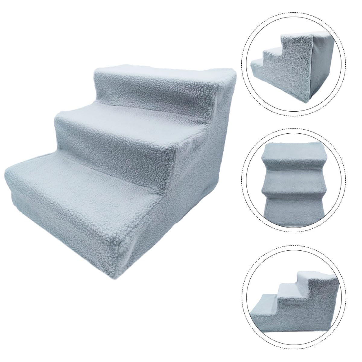 Gray Plush Non-Slip Pet Stairs K674