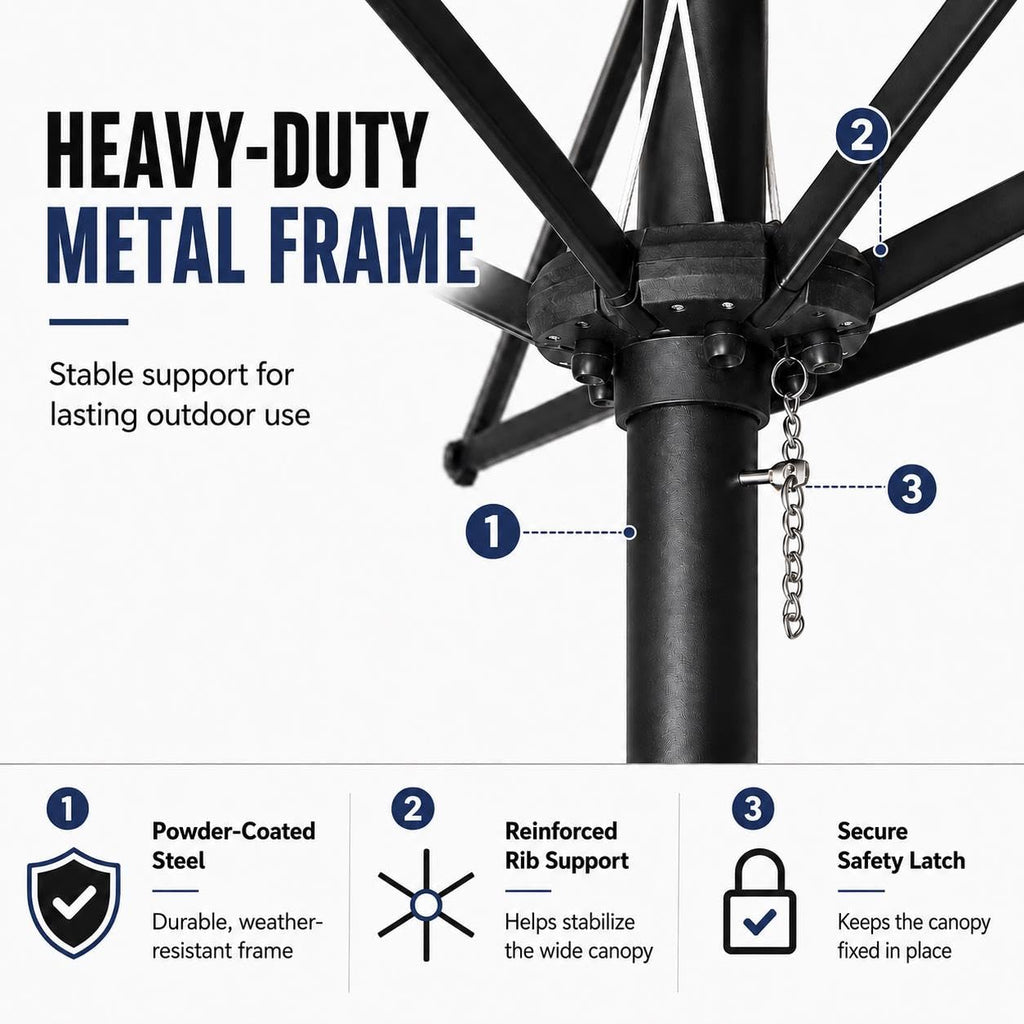 13FT Double-Sided Patio Umbrella with Base Navy Blue P515992