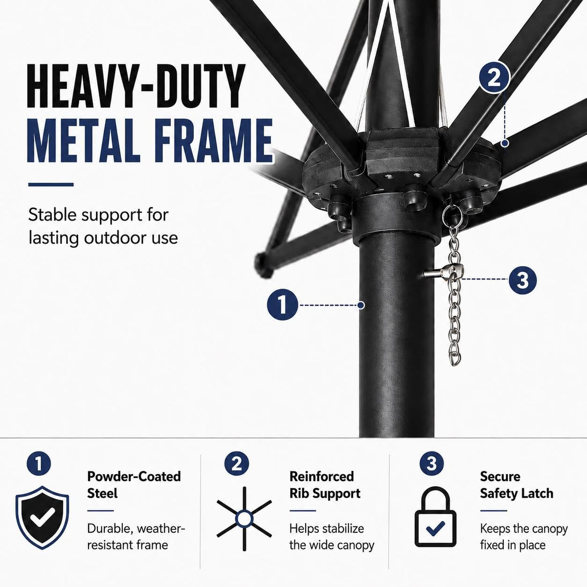 13FT Double-Sided Patio Umbrella with Base Navy Blue P515992