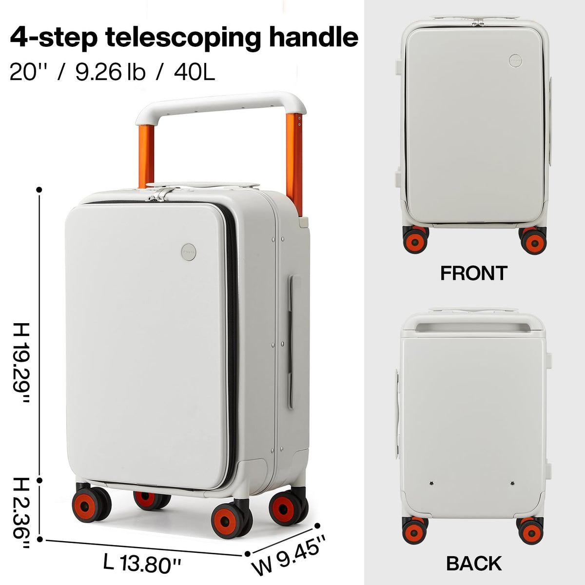 20 Inch Carry On Luggage Aluminum Frame Spinner Wheels A145