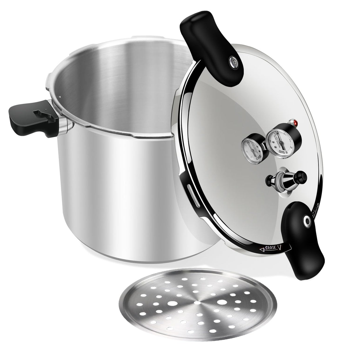 23-24QT Aluminum Pressure Cooker with Pressure Gauge R44070