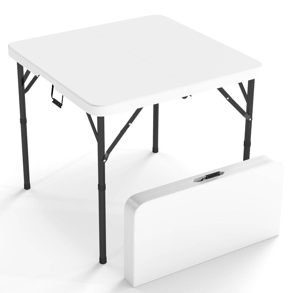 34" Square Folding Table with Handle and Removable Legs, White M340