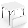 34" Square Folding Table with Handle and Removable Legs, White M340