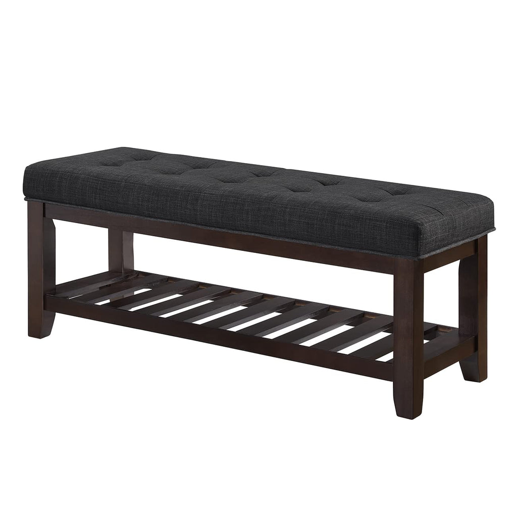Large Rectangular Upholstered Tufted Linen Ottoman Bench O935