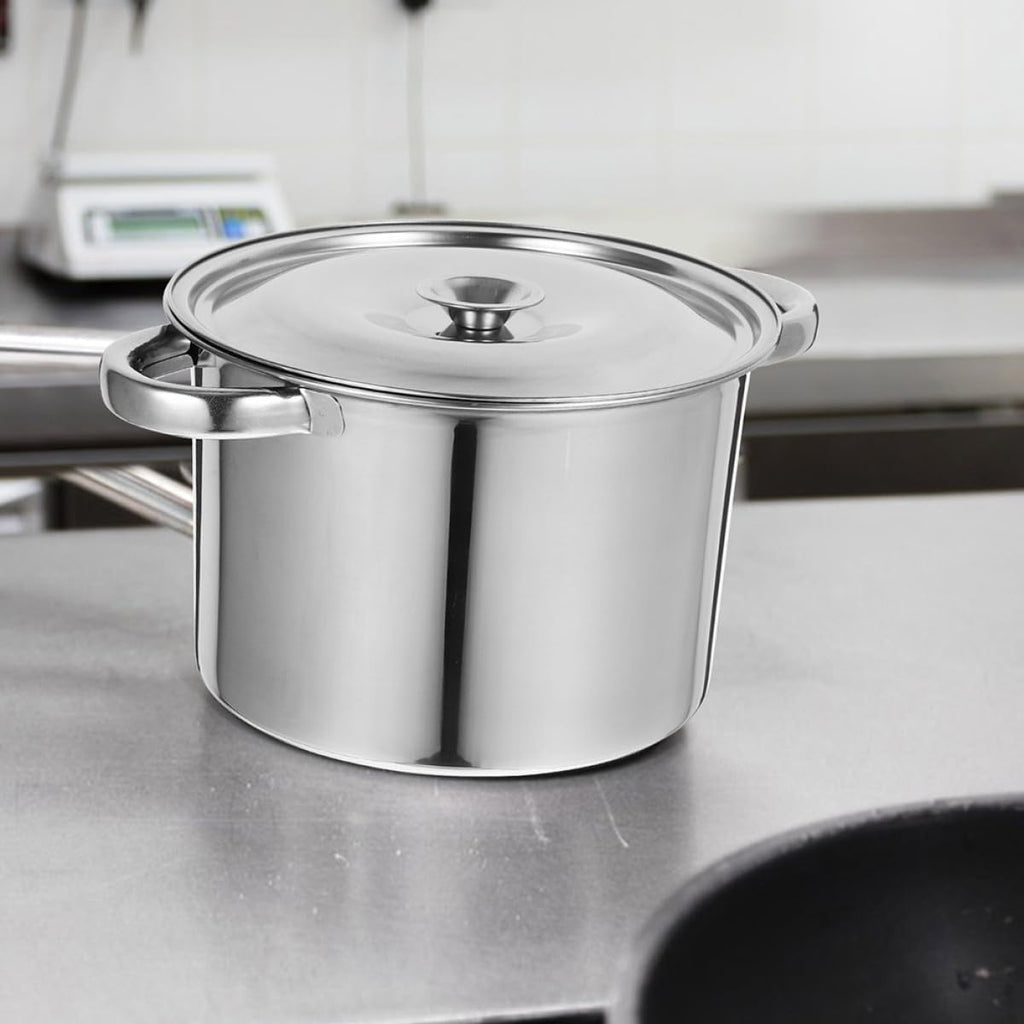 Stainless Steel Double Handle Soup Pot with Lid A375727