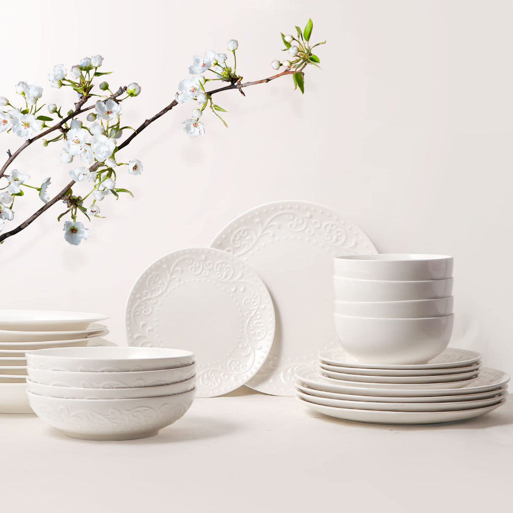 White Ceramic 32oz Pasta Bowls Set of 4 V2214
