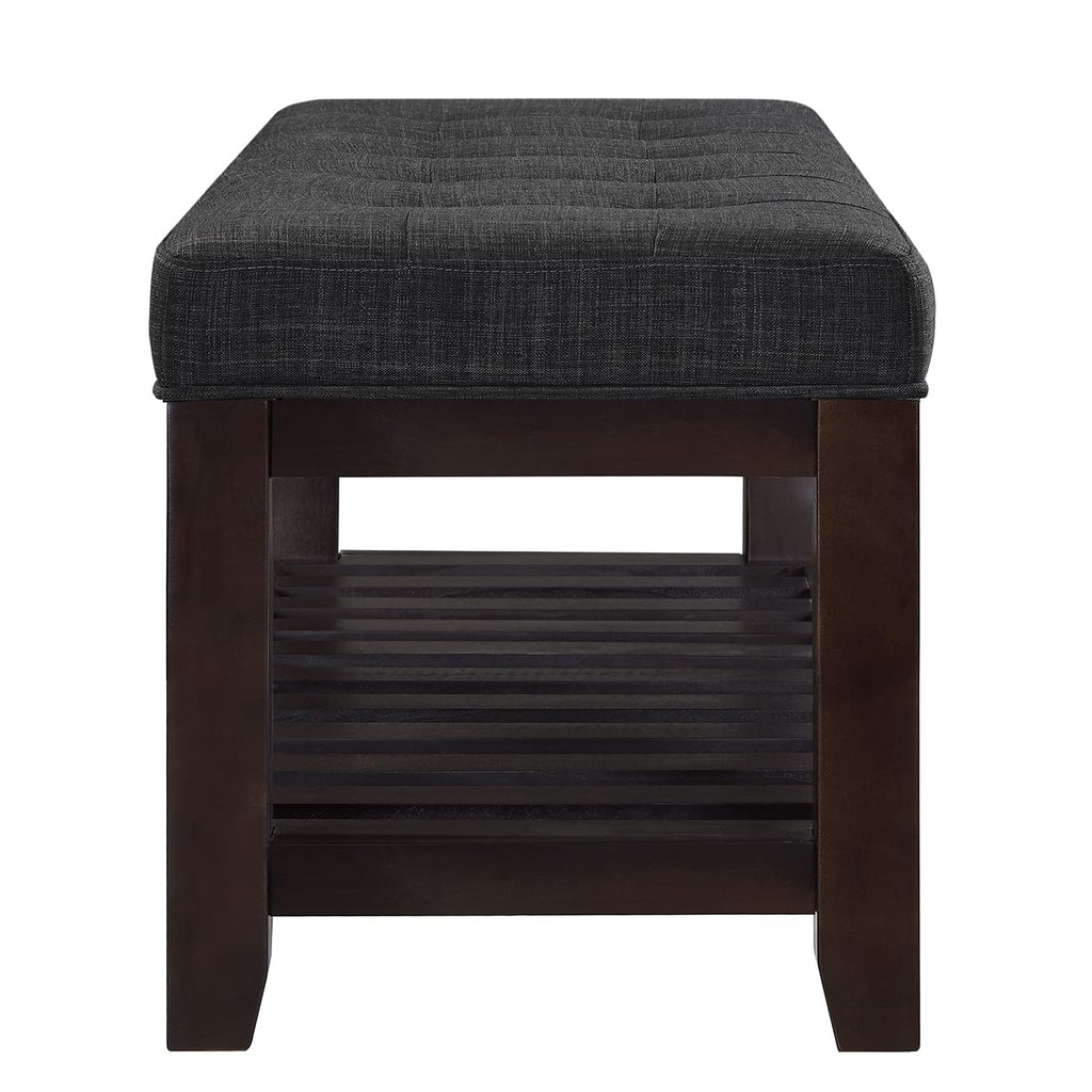 Large Rectangular Upholstered Tufted Linen Ottoman Bench O935