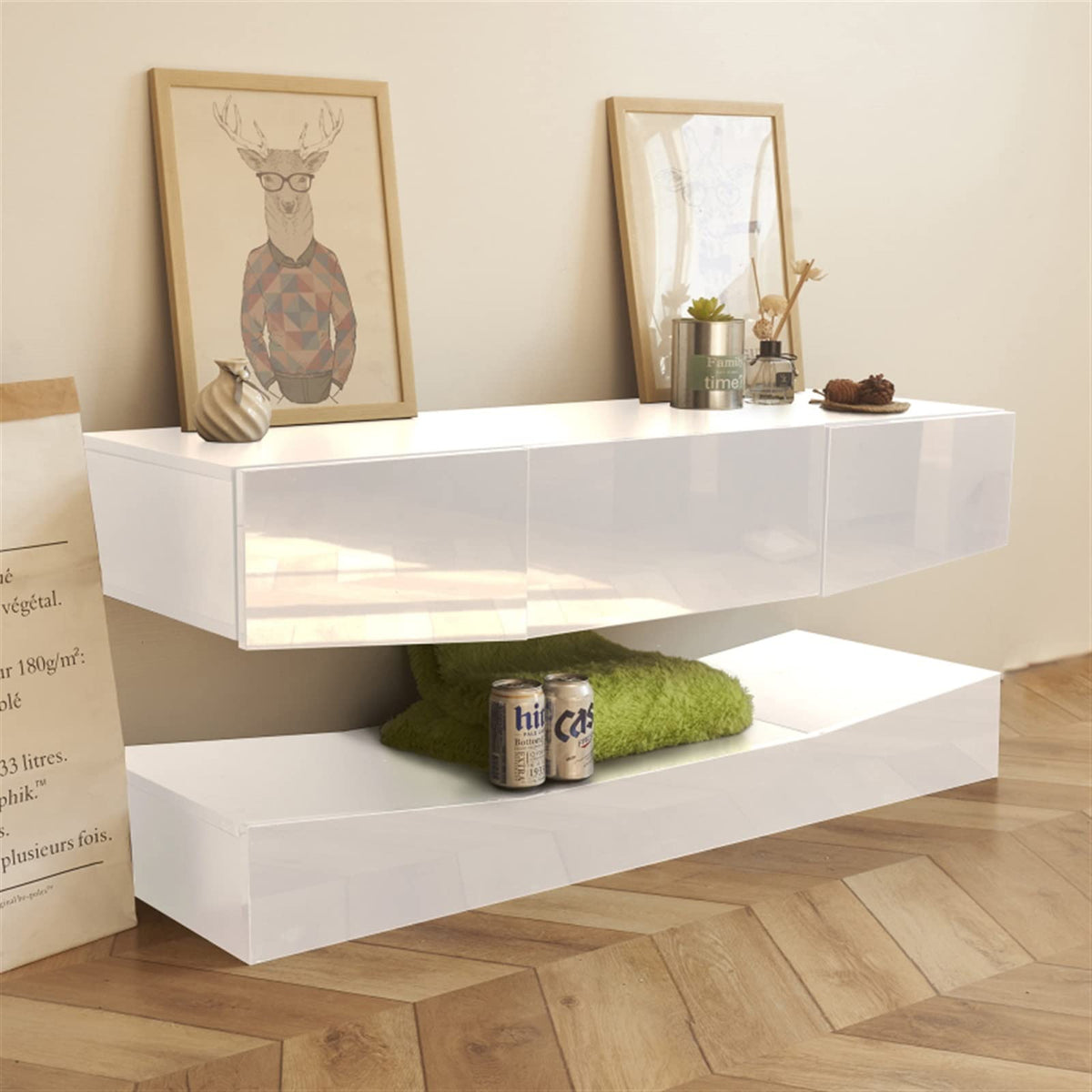 Black Floating TV Stand with 3 Drawers M49333