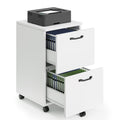 White 2 Drawer Rolling Wood File Cabinet Y983784