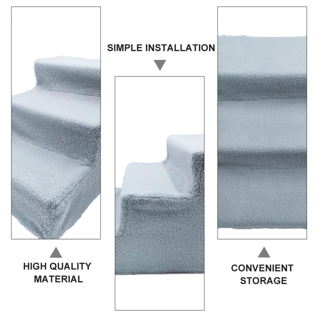 Gray Plush Non-Slip Pet Stairs K674