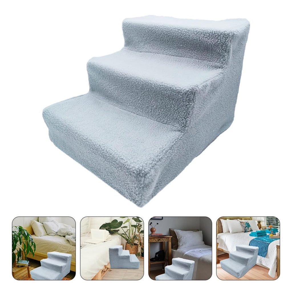 Gray Plush Non-Slip Pet Stairs K674