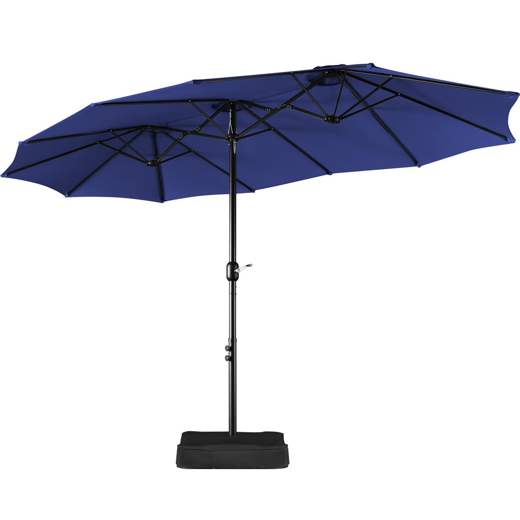 13FT Double-Sided Patio Umbrella with Base Navy Blue P515992