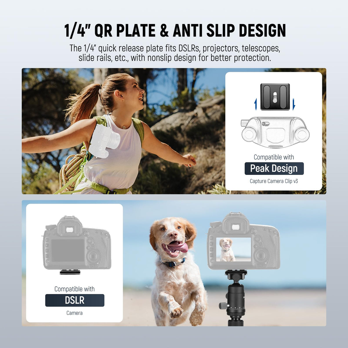 Carbon Fiber Camera Tripod Monopod 65" Lightweight Compact Travel DSLR Video Stand 360° Ball Head 13.2 lbs B255562