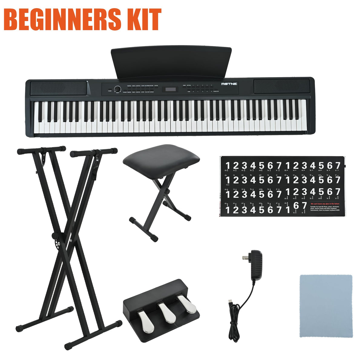 88 Key Weighted Digital Piano with Bench and 3 Pedal Unit V14405