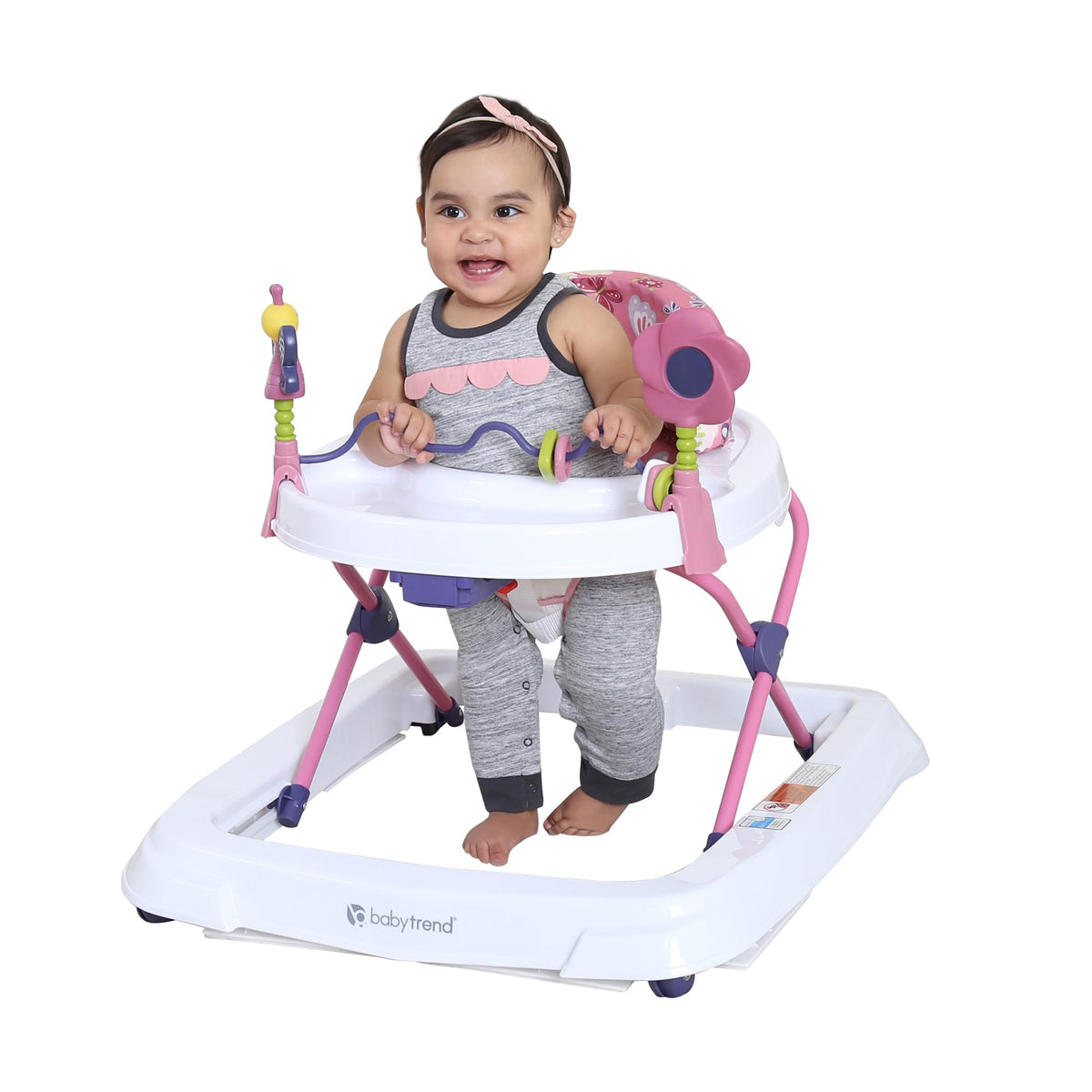 Activity Walker with Toy Bar, Front Wheels, Tray, Adjustable Height and Fold Frame M978