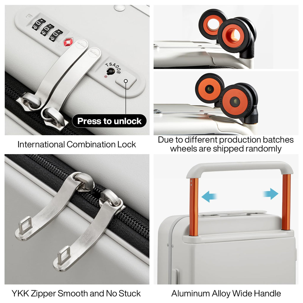 20 Inch Carry On Luggage Aluminum Frame Spinner Wheels A145