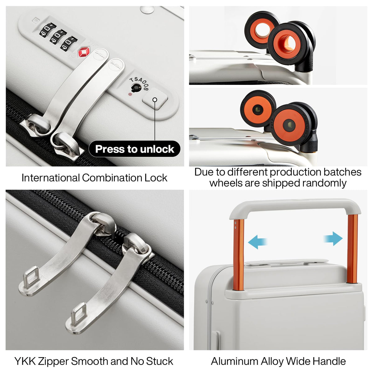 20 Inch Carry On Luggage Aluminum Frame Spinner Wheels A145