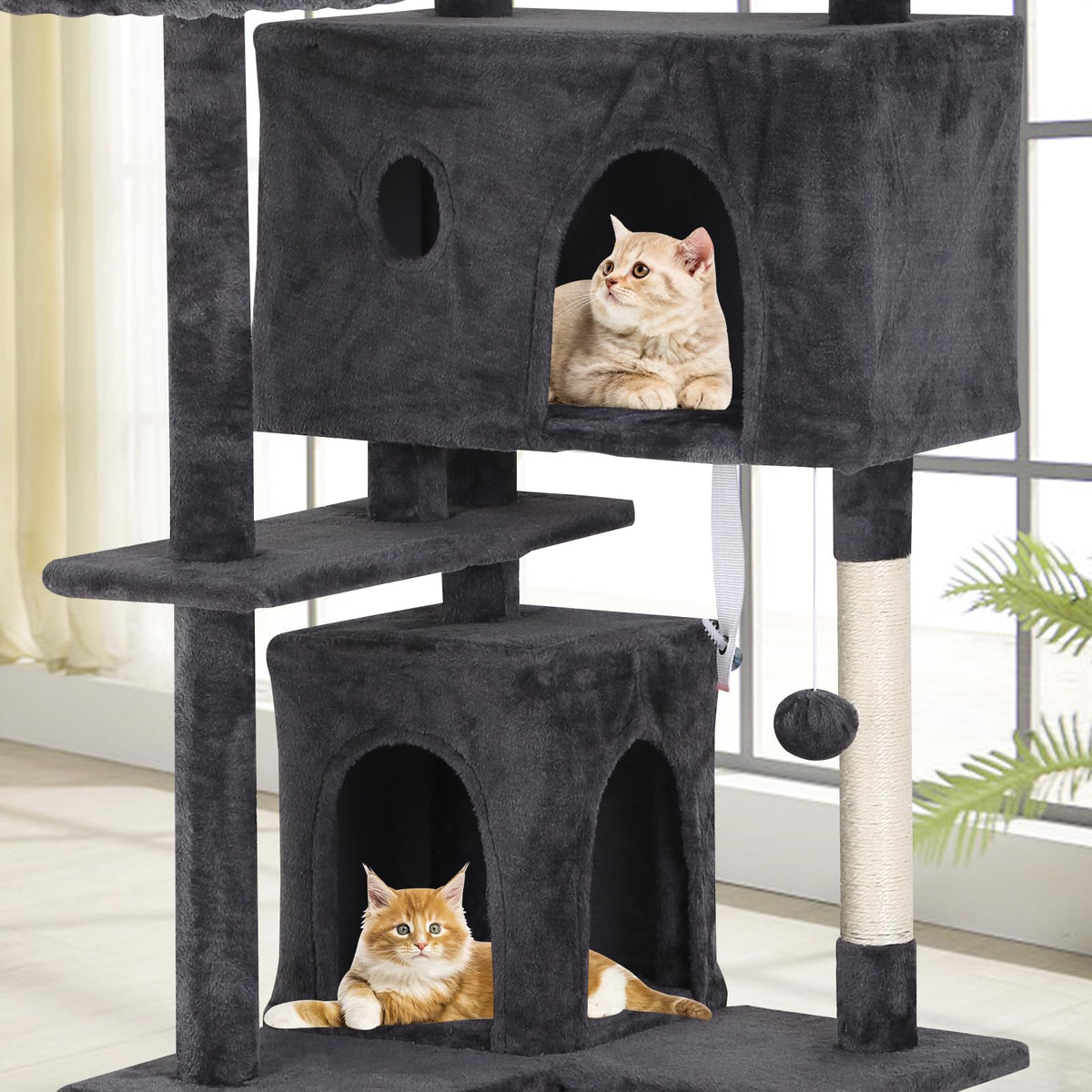 70 Inch Tall Dark Grey Cat Tree Cat Climbing Tower C1039
