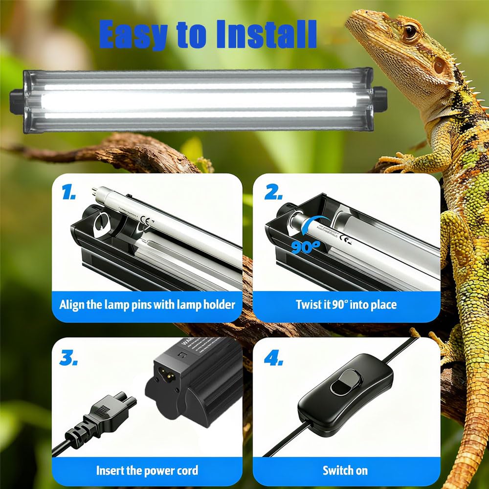 15W T8 UVB 10.0 Reptile Light Fixture Combo Kit D378