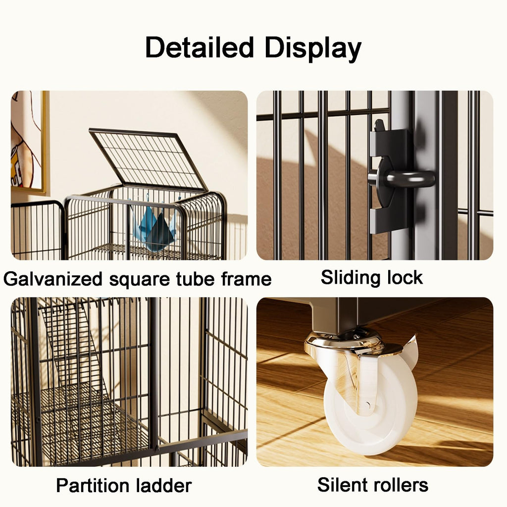 4-Tier Metal Cat Cage with Litter Box and Hammock O92330