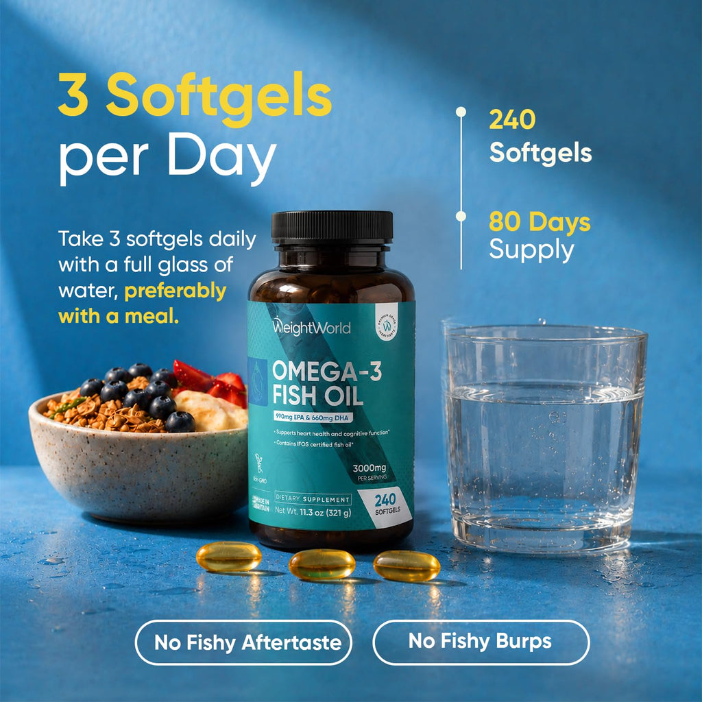 Omega 3 Fish Oil 3000mg 240 Softgels L143829